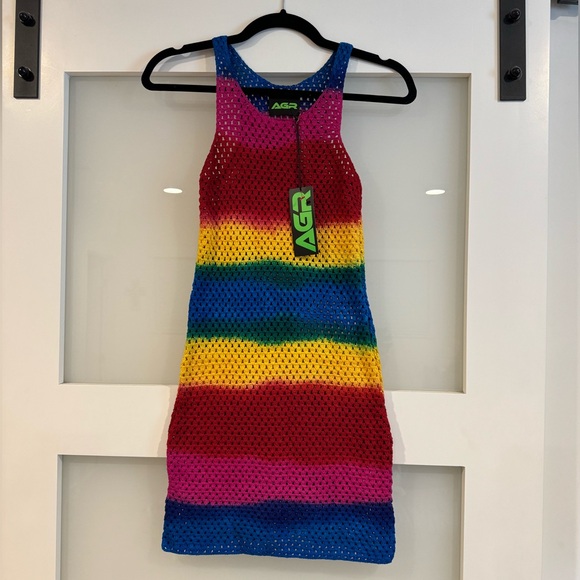 AGR Striped open-knit cotton mini dress - Picture 5 of 9